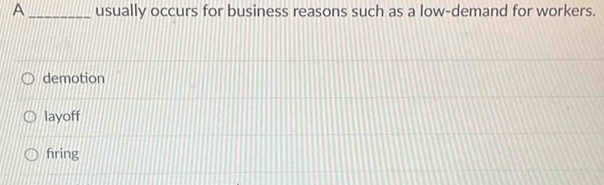 Solved: A _usually occurs for business reasons such as a low-demand for ...