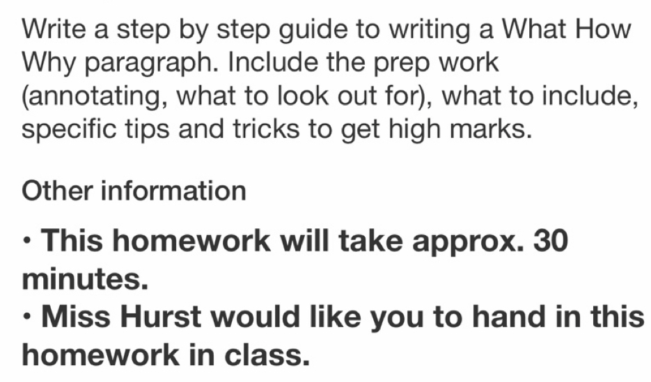 Solved: Write a step by step guide to writing a What How Why paragraph ...