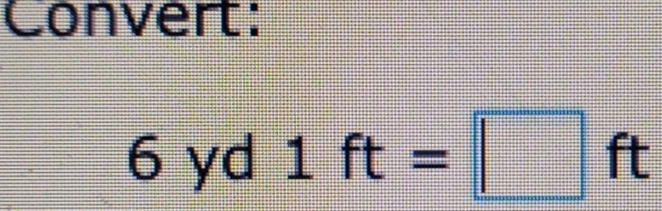 Convert:
6 yd 1ft=□ ft