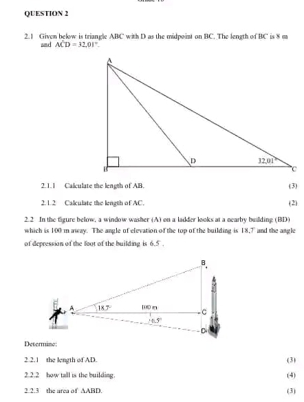 Solved: 2.1 Given below is triangle ABC with D as the midpoint on BC ...