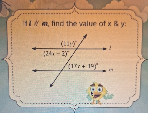 If l//m , find the value of * y: