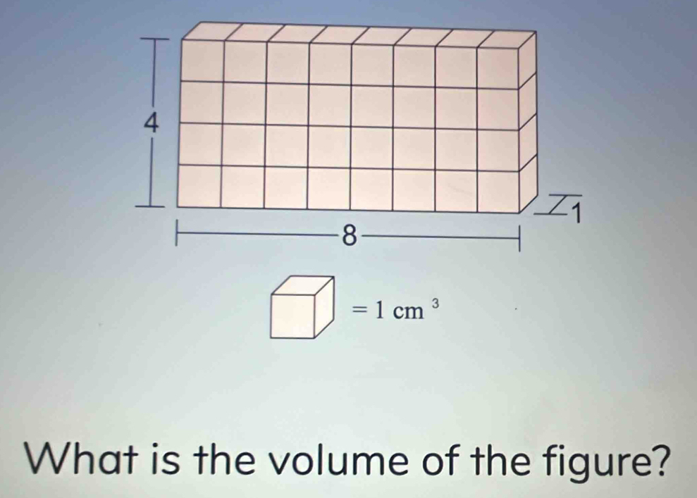 □ =1cm^3
What is the volume of the figure?