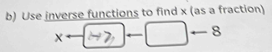 Use inverse functions to find x (as a fraction) 
□ 8