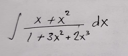 ∈t  (x+x^2)/1+3x^2+2x^3 dx