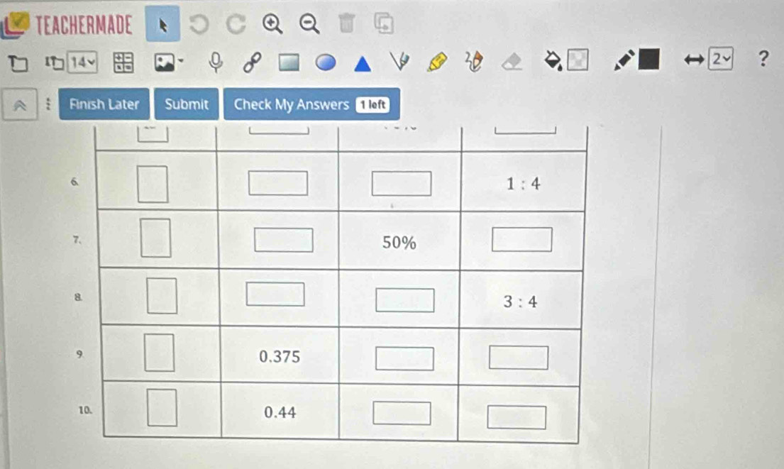 TEACHERMADE
14v 2v ?
A : Finish Later Submit Check My Answers 1 left