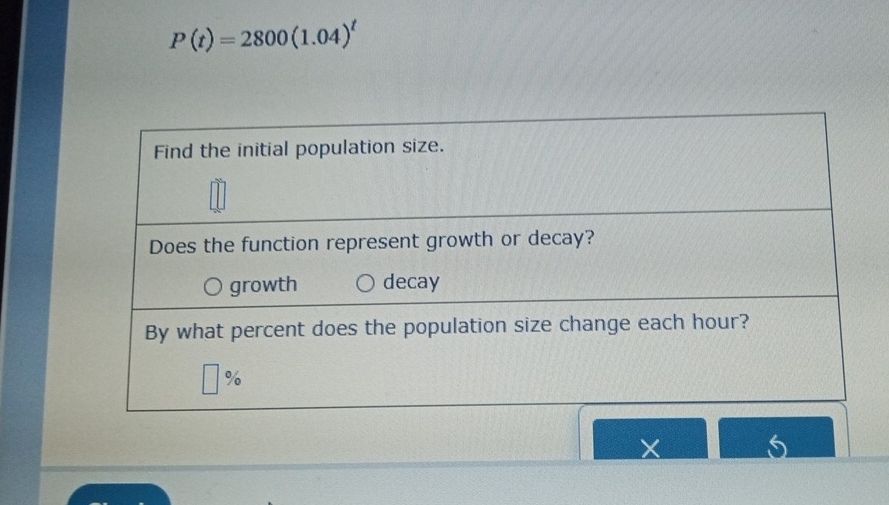 P(t)=2800(1.04)^t
X