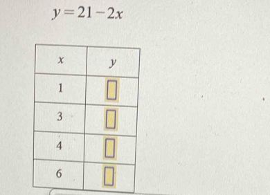 y=21-2x