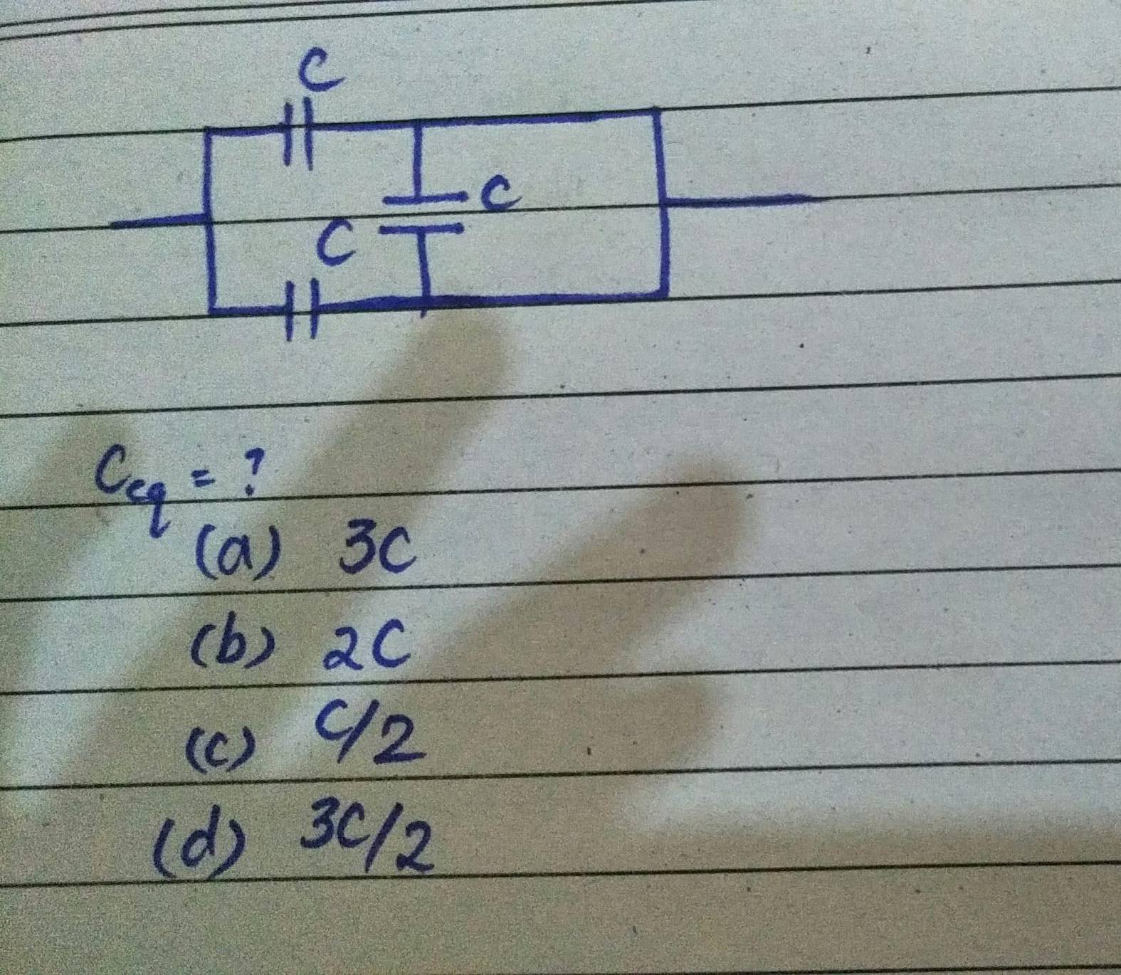 C_eq= 7
(a) 30
(b) 2C
(c) 92
(d) 30/2