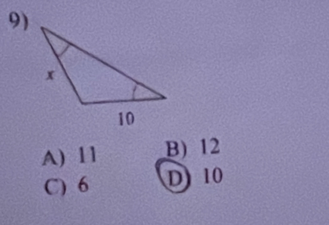 A) 11
B) 12
C) 6
D 10