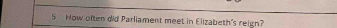 How often did Parliament meet in Elizabeth's reign?