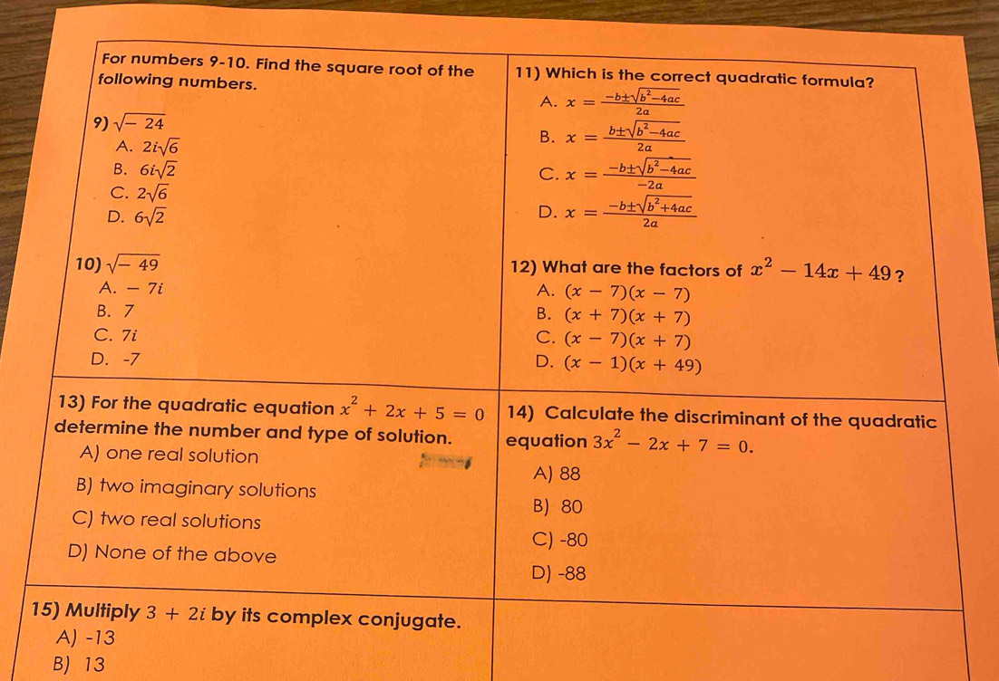 1
B) 13