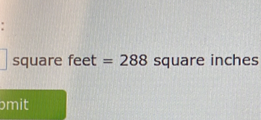 square feet=288 square inches
pmit