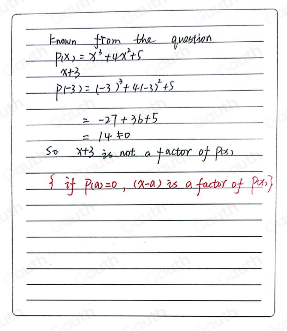 Solved: Use the Factor Theorem to determine whether x+3 is a factor of ...