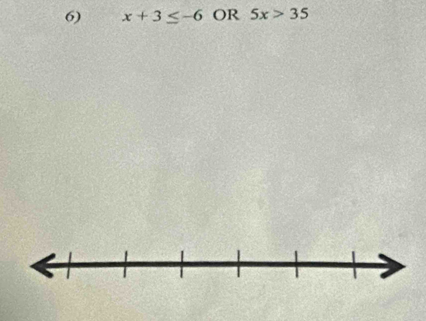 x+3≤ -6 OR 5x>35