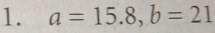 a=15.8, b=21