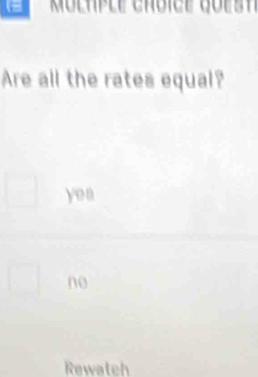 Are all the rates equal?
yea
no
Rewatch