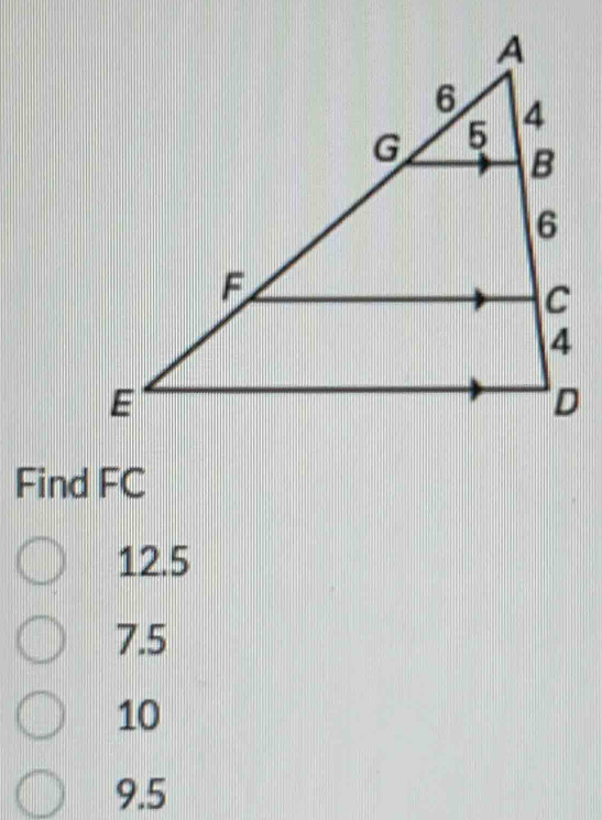 Find FC
12.5
7.5
10
9.5