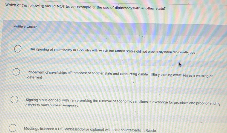 Solved: Which of the following would NOT be an example of the use of ...