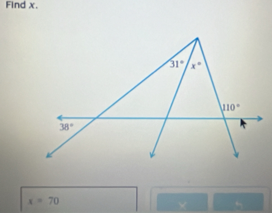 Find x.
x=70
X 6