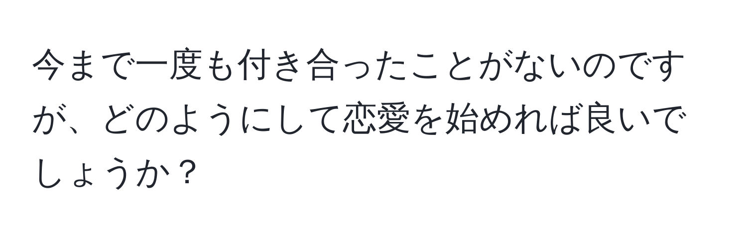 今まで一度も付き合ったことがないのですが、どのようにして恋愛を始めれば良いでしょうか？