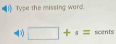 Type the missing word.
□ +s= scents