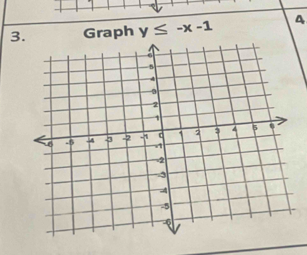 1 
3. Graph y≤ -x-1