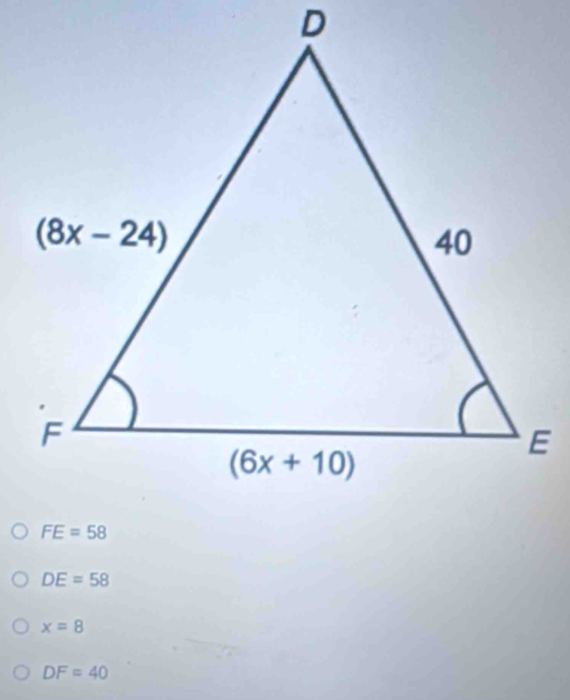 DE=58
x=8
DF=40