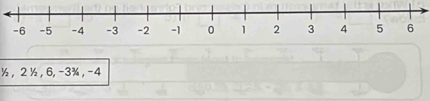 ½, 2 ½ , 6, -3¾ , -4