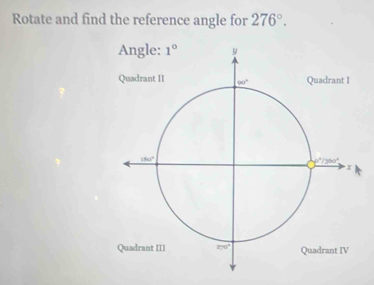 Rotate and find the reference angle for 276°.