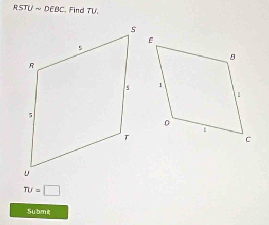 RSTUsim DEBC Find TU.
TU=□
Submit