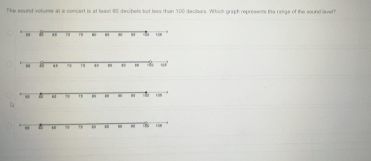 Solved: The sound volume at a concert is at least 60 decibels but less ...