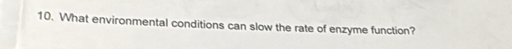 What environmental conditions can slow the rate of enzyme function?