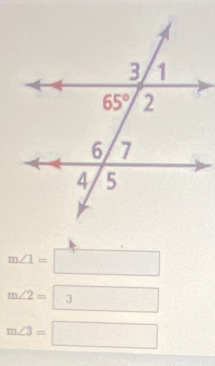 m∠ 1= ^
m∠ 2= | 3
m∠ 3=□ v
□ 