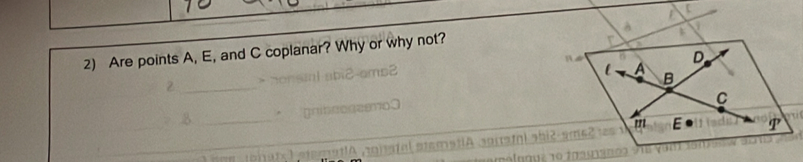 Are points A, E, and C coplanar? Why or why not?