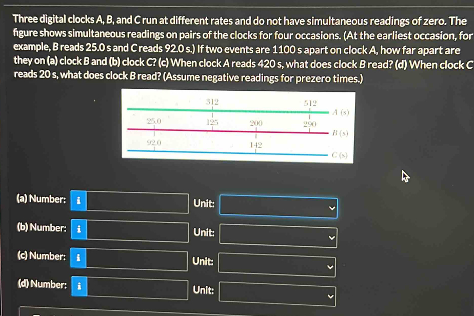 Solved: Three digital clocks A, B, and C run at different rates and do ...