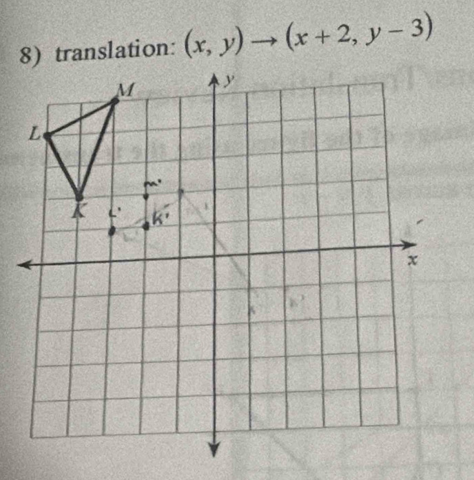 (x,y)to (x+2,y-3)