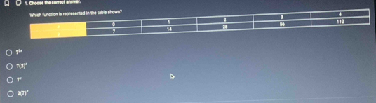 Choose the conrect andwef.
r^(th)
7(2)^2
r
2(7)^2