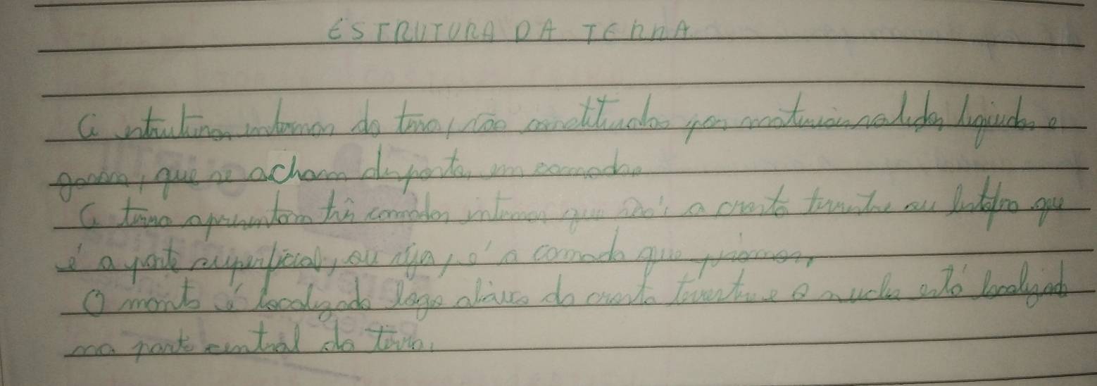 ES TRUTURA DA TCANA 
C whalinon wdermon do trooo concltudo you nteanaldng ligluick 
geda que be achaom dopoto in eomeda 
C timo apsndern thn compor ralen you oo's a cuits tontae ou lodedio gou 
I a yon rpunlicaly ou agay o a coronda gie priar 
O mont locolgado dage alawss do co tndiae o mucle ato boolynd 
ma part cental do towo