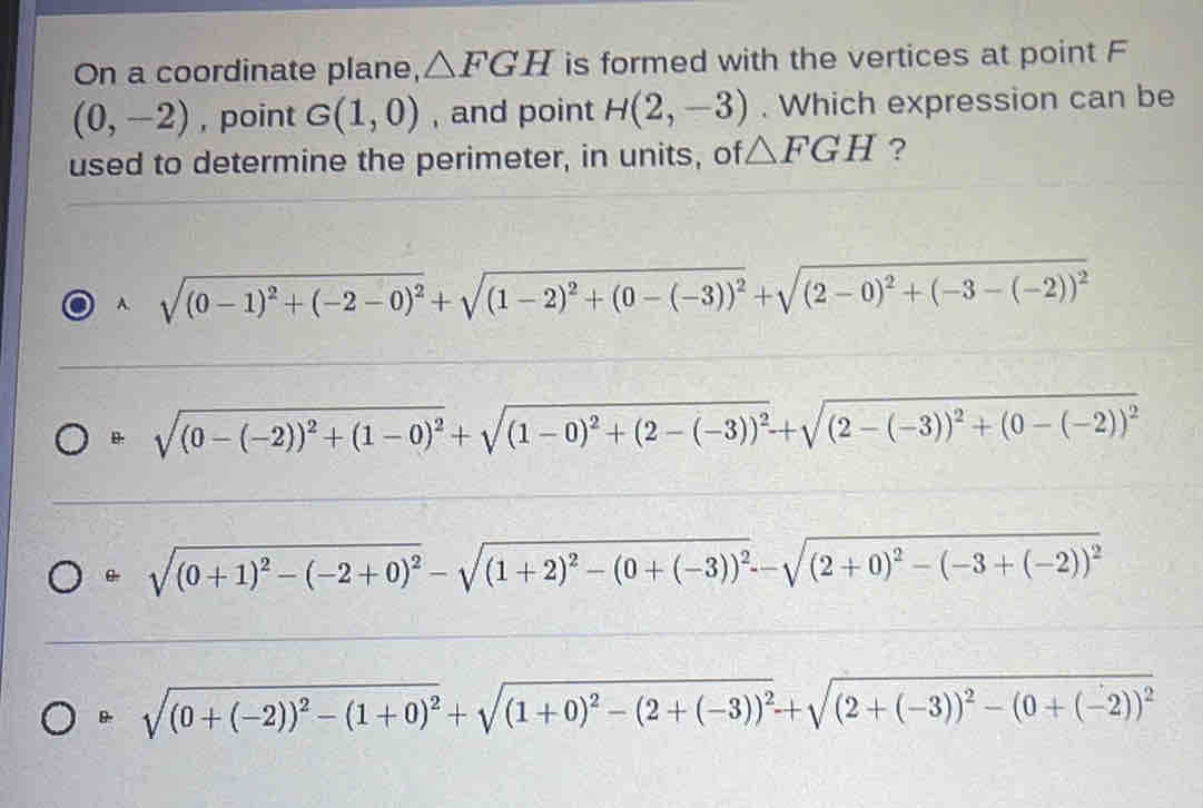 Solved: On a coordinate plane, FGH is formed with the vertices at point ...
