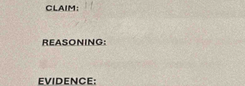 CLAIM: 
REASONING: 
EVIDENCE: