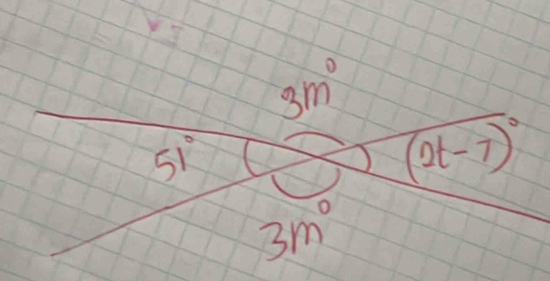 3m°
51°
(2t-7)^circ 
3m°