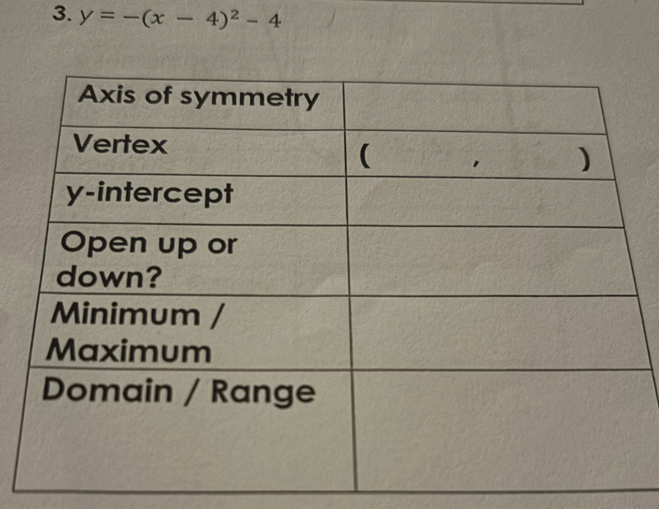 y=-(x-4)^2-4