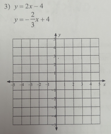 y=2x-4
y=- 2/3 x+4