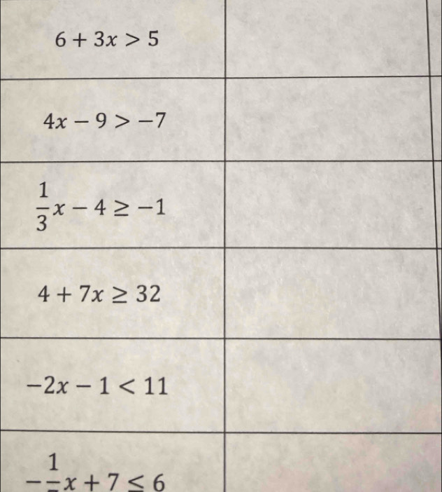 -frac 1x+7≤ 6