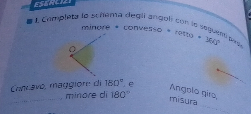 Risolto:ESERCIZI 1. Completa lo schema degli angoli con le minore ...