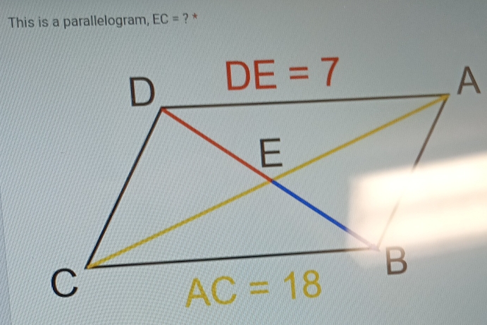 This is a parallelogram, EC= ? *