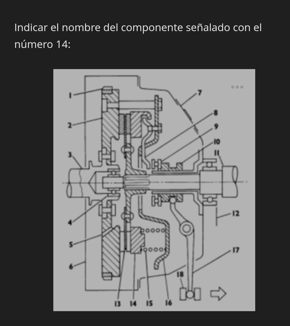 Indicar el nombre del componente señalado con el 
número 14 :