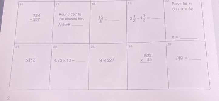 Solve for x:
2