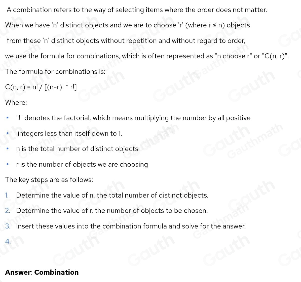 Solved: A is an arrangement of r objects chosen from n distinct objects ...