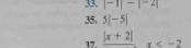 |-1|-|-2|
35. 5|-5|
17 _ |x+2| x